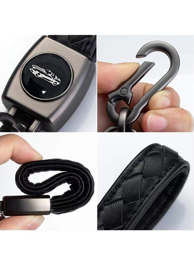 Genuine Leather Car Logo Keychain, Business Key Chain Suit Alloy Metal Chain Keyring Styling Decoration Accessories Keyring with Logo Gift for Women and Men (Send a Screwdriver) - Image 3
